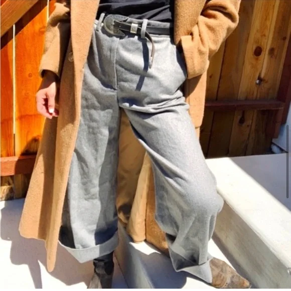 Rag & Bone Crane Grey Wool Blend Wide Leg Cropped Pants- Size 4 Career Casual